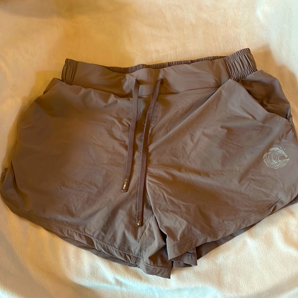 Women’s Athletic Shorts — Charcoal Gray Short with Wave Logo